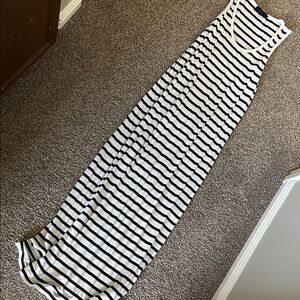 Hatch Black and White Striped Maternity Maxi Dress